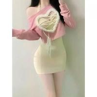 ราคา เดรส Sheath นัวเนีย สีชมพู คอเชือกแขวนคอ เซ็กซี่และน่ารัก สเวตเตอร์เปิดอก สำหรับผู้หญิง ทรงสลิมฟิต ดีไซน์สวย ชุดกระโปรง (1730851669797407220)