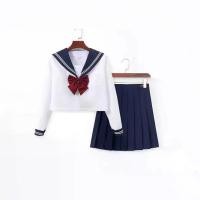 ราคา ชุดเครื่องแบบกะลาสีขาวคอปกกองทัพเรือ สไตล์เครื่องแบบ JK ชุดกระโปรง JK กระโปรงพลีท ปี 2025 (1732301504900139368)