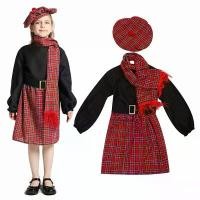 ราคา กระโปรงเด็กผู้หญิงสก็อตแลนด์, ลายสก๊อตสีแดง, วัสดุโพลีเอสเตอร์, พร้อมเสื้อหมวกผ้าพันคอและเข็มขัด, ชุดกระโปรง, เหมาะสำหรับเด็กสก็อตแลนด์, ชุดประจำชาติ, เหมาะสำหรับการแสดงวันเกมสำหรับเด็ก (1730993440588