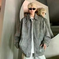 ราคา เสื้อโค้ท, การออกแบบซิปมาเลย์, สำหรับผู้ชาย, ฤดูใบไม้ร่วงสไตล์อเมริกันย้อนยุคแฟชั่นแบรนด์, หนัง PU, แจ็คเก็ตหนัง PU มอเตอร์ไซค์, ชุดลำลอง, ตัวเลือกคู่สีน้ำตาลเทาเข้ม (1731374873001362892)