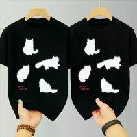 ราคา เสื้อยืดคู่แฟน คอกลม-แขนสั้น เสื้อคู่ oversize t-shirt สกรีนลายแมว เสื้อแฟชั่นแมว ลายน่ารักๆ สีพื้น สีขาว-สีดำ (1731911704302945758)