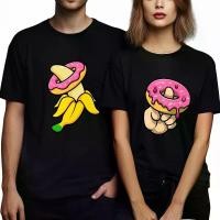 ราคา เสื้อคู่ วาเลนไทน์ เสื้อคู่Valentine ลาย กล้วยหอมกับโดนัท เสื้อยืด คอกลม แขนสั้น (1729995130990332033)