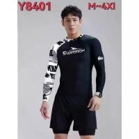 ราคา สื้อว่ายน้ำชาย เสื้อคู่ เสื้อว่ายน้ำแขนยาว ถูกและดี ผ้ากันยูวี สินค้าพร้อมส่ง ใส่แล้วอย่างเท่ห์ M-4XL มีเก็บเงินปลายทาง (1730125990226135193)