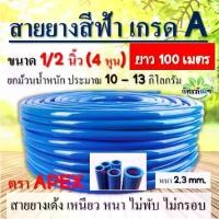ราคา สายยางสีฟ้า สายยางเด้ง ขนาด 1/2" (1 ม้วน) ยาว 100 เมตร สายยางรดน้ำต้นไม้ 4หุน ตราapex เนื้อหนา นิ่ม ไม่กรอบ ราคายกม้วน ส่งไว ของแท้ (1730009371790575867)