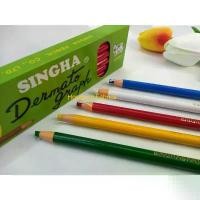 ราคา ดินสอเขียนผ้า ดินสอเขียนกระจก ดินสอชอล์ค chalk ตรา สิงห์ singha dermato graph กล่องละ 12 แท่ง (1731954321871374280)