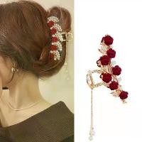 ราคา ที่หนีบผม rhinestone พร้อมพู่ กุหลาบแดง โบราณ สง่างาม สง่างาม (1729951294993500712)