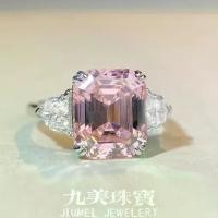 ราคา แหวนพลอย, HW สไตล์ยุโรปและอเมริกา, เงิน S925, เพทายสีชมพู, เพชรคาร์บอนสูง, แหวนเพชรมรกตเจียระไนสี่เหลี่ยม, สำหรับผู้หญิง (1731888765338356164)