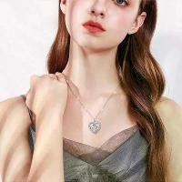 ราคา สร้อยคอเพทาย เงิน S925 จี้หัวใจสำหรับแม่และลูกสาว ของขวัญวันแม่พร้อมตัวอักษร chain heart necklace (1731565850478478468)