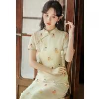 ราคา ชุดเดรสสำหรับผู้หญิง สไตล์จีนใหม่ คุณภาพระดับไฮเอนด์ ดีไซน์ประณีต เหมาะสำหรับฤดูร้อน สวมใส่ทุกวัน เทพธิดา ปรับปรุงสไตล์ Cheongsam เรียบหรู halloween costume ชุด ไทย เจ้าสาว แม่ นาค ล้าน นาประยุกต์ (17