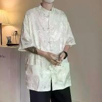 ราคา เสื้อเชิ้ตลายมังกรสองด้าน สไตล์จีนใหม่ ครึ่งแขน แขนสั้น Drapey สำหรับผู้ชาย แฟชั่นเยาวชน ชุดลำลองฤดูร้อน metal wings ชุด ครุย นาค งานบวช เสื้อ ภูไท ผู้ ชาย စ င ် လ ှ (1731438783724619299)