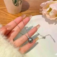 ราคา สร้อยแฟชั่น สีเทา ประดับเพชร ไม่ลอกไม่ดำ มุก (1730396148986645422)