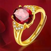 ราคา แหวนชุบทอง, แหวนเปิดหญิง, แหวน Garnet, เปิดและปรับได้, แหวนทับทิม แหวน พลอย สีแดง (1732181731499280716)
