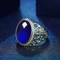 ราคา แหวน Chalcedony สีน้ำเงินทรงไข่ สำหรับผู้ชาย ทันสมัย ดีไซน์เปิด แหวนดึงดูดโชคลาภ เงิน แหวน มรกต ผู้ ชาย แหวน หัว พลอย (1732105898550463164)