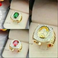 ราคา ขาย แหวนพลอยล้อมเพชรผู้ชาย เพชรczแท้ งานทอง 5 ไมครอนประดับพลอย (1730324454888671546)