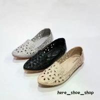 ราคา รองเท้าหุ้มส้นพื้นเรียบ พื้นนุ่มใส่สบาย หนังนุ่มฉลุลายและปักสวยน่ารัก by here_shoe_shop คําแนะนําการขายที่ร้อนแรงในเดือนนี้ รองเท้านุ่มเหมือนเหยียบขี้ หูหนีบ กุมารี เท้าแตะ เพชร รัดส้น (17313799062720