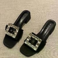 ราคา พร้อมส่ง รองเท้าแตะ สูง 2 นิ้ว 35-40 หัวเข็มขัด เพชร รองเท้าผู้หญิง GB035 (1730877034267117769)