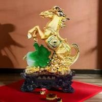ราคา ม้า ม้ามงคล ม้ายกขา เหยียบสมบัติ เสริมดวง งานเรซิ่นพ่นทรายทอง/ ทอง ขนาด 35x25x55วัcm ปีมะเมีย (1729748704563857498)