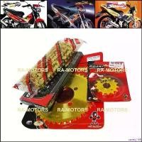 ราคา savety168 ความคงทน OSAKI โซ่สเตอร์ ทอง (ทั้งชุด) สำหรับ โซนิค(SONIC), แดช(DASH) (420-120L 14T-42T) (โซ่สเตอร์ ทอง sonic) Motorcycle มอเตอร์ไซค์ ที่ จับ มือ ถือ (1730997306900908519)