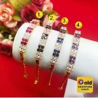 ราคา สร้อยข้อมือทองฝังพลอยสลับเพชร ทับทิม นิล แซฟไฟร์ อเมทิสต์ ความยาว 6 นิ้ว ตะขอตัวเอ็น เสริมบารมี เครื่องประดับชุดไทย ทองไมครอน พร้อมส่ง (1731678930263640950)
