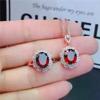 ราคา จี้แหวนโกเมน ธรรมชาติ สำหรับผู้หญิง โมซัมบิก ไวน์แดง ทับทิม โรสโกลด์ ชุดเครื่องประดับ สไตล์ใหม่ (1732318049045678687)