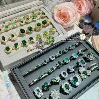 ราคา แหวนมรกต ดีไซน์วินเทจฝรั่งเศส หยก ชุบทอง ดีไซน์เปิด ประดับเพชร (1731329827903145585)