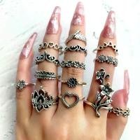 ราคา ชุดแหวน สไตล์ยุโรปและอเมริกา ผิดปกติ ดอกไม้ยาว ดอกบัว หัวใจ ใบไม้ เมฆ หยดน้ำ แหวนสนับมือ ชุด 14 ชิ้น แหวน รุ่น แหวน หยก (1731704840025573349)