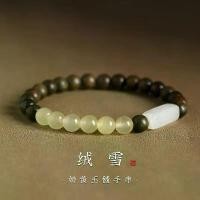 ราคา สร้อยข้อมือไม้จันทน์สีเขียว, หนา 6 มม., สำหรับผู้หญิง, วัสดุไม้วอลนัทสีดำ Pterocarpus Santalinus และ Hetian หยก, กำไลไม้จันทน์, สไตล์มืดมน, การออกแบบเฉพาะ (1730298035075320794)