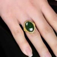 ราคา แหวนหยกเหอเทียนชุบทอง, สไตล์เวียดนาม, สีติดทนนาน, หยกฝังทอง, มรกต, แหวนเปิดปรับได้, แหวนของขวัญ (1732073112268344126)