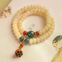 ราคา ครีม บุษราคัม ก้อนก้อนกลม สร้อยข้อมือลูกปัดโพธิ์ งานฝีมือลูกปัดพระพุทธรูประดับไฮเอนด์ ลูกปัดคาลิกสม์ วงกลมคู่ ลูกประคำ แพนโดร่า ของแท้ ace bracelet (1730889240552048880)