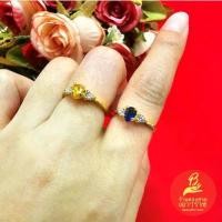 ราคา แหวนทองฝังพลอย ไพลิน บุษราคัม ตัวเรือนสีทอง ชุบทอง ทำจากทองเหลือง ใส่เสริมบารมี ใส่ได้ทุกโอกาส ใส่อาบน้ำได้ (1731922314878092964)