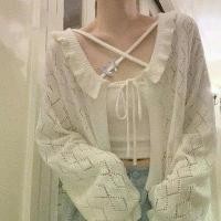 ราคา เสื้อคอปกฤดูร้อน สไตล์เรโทร สำหรับเด็กผู้หญิง ดีไซน์สายคล้องคอกลวงออก เสื้อถักแขนยาว เสื้อคลุมบาง สำหรับผู้หญิง เสื้อ คอบัว ชุด ผ้า ไหม ลาว ผ้า ไทย ไพลิน ซินเทจลิป เสื้อ ส (1731362027986519551)