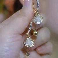 ราคา ต่างหูเพชร หินตาแมว สไตล์เกาหลี ต่างหูใบแปะก๊วยสีม่วงสด สำหรับผู้หญิง (1731725480087881975)