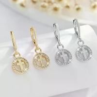 ราคา ต่างหูเพชร ฝังไม้กางเขน ทรงกลม แฟชั่นยุโรปและอเมริกา วัสดุทองแดง ฝังเพทาย หัวเข็มขัดหู เครื่องประดับหู ขายส่ง ทองแดงชุบทอง 14K (1731654036941801114)