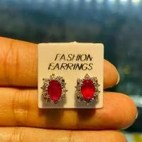 ราคา ต่างหูทับทิม ทับทิมล้อมเพชร เงินแท้925 (1731806992921166982)