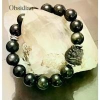 ราคา Obsidian สร้อยข้อมือ หินออบซิเดียน 12mm พร้อม charm หัวสิงโต สัญลักษณ์แห่งความแข็งแกร่งและกล้าหาญ ขายร้อน (1731947288746755643)
