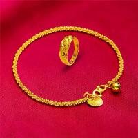 ราคา สร้อยข้อมือทองคำ 18K ซาอุดีอาระเบีย สร้อยข้อมือเชื่อมโยงแฟชั่น สำหรับผู้หญิงและผู้ชาย แหวนพลอยนำโชคดั้งเดิม ชุดสร้อยข้อมือ เหมาะสำหรับเป็นของขวัญสำหรับผู้หญิงและผู้ชาย ทองแท้ หลอกลวงได้ (1732300041333