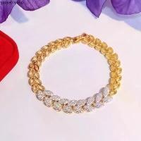 ราคา สร้อยข้อมือใบไม้เพชร น้ำหนัก2สลึง ยาว7นิ้ว สร้อยข้อมือเพชร ทองชุบ 0359 (1731647115354015281)