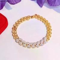 ราคา สร้อยข้อมือใบไม้เพชร น้ำหนัก2สลึง ยาว7นิ้ว สร้อยข้อมือเพชร ทองชุบ 0359 (1731623336051771047)