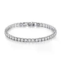 ราคา On time สร้อยข้อมือเส้นเล็ก ประดับเพชรสวิส SW แท้ เงินแท้ 925 ชุบทองคำขาว18K สร้อยข้อมือเพชร [แถมกล่องฟรี !] (1732269968919464079)