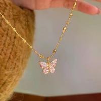 ราคา สร้อยคอเพชร, ฝังผีเสื้อ, สไตล์เรโทรฝรั่งเศส, สไตล์ชาแนล, เพชรสีชมพู, สร้อยคอคาร์บอนแดง (1731744358539495387)