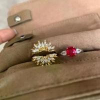 ราคา แหวนหรูหรา, เพชรชั้นสองแถว, ชุดรวมดอกไม้ไฟฝรั่งเศส, แหวนสองแถวสีแดง, สำหรับผู้หญิง, อัพเกรด, แหวน (1731888594746574562)