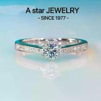 ราคา 【 รับประกัน 1 ปี 】A STAR 6.5MM แหวนเด็กผู้หญิง ปรับขนาดได้ แหวนเพชร Moissanite สี D เงินสเตอร์ลิง 1 กะรัตแถวเดียวฝังแหวนแต่งงานคู่สำหรับแฟนของแท้ rings ปรับขนาดได้ (1731849514567371042)