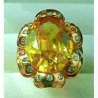 ราคา แหวนบุษราคัม ล้อมเพชร พลอยสังเคราะห์ ตัวเรือนทองเหลือง (1729592221062105994)