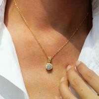ราคา สร้อยคอ Moissanite จี้ เงินแท้ 925 สำหรับผู้หญิง ทรงกลมคลาสสิค ชุบทอง 14K (1731794042587546758)