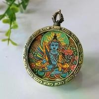 ราคา จี้, Amitabha Thangka, ทรงกลม, พร้อมสิบสองราศีและสลักขอพรหลักแปดองค์, จี้ดั้งเดิม, เสื้อเชิ้ตสุดเท่ระบายสีด้วยมือ, รวมกล่องดำทิเบต (1731941817185567981)