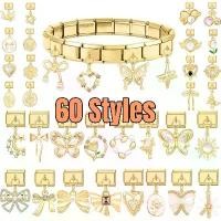 ราคา จี้ทอง เปล่งประกาย หัวใจ ดาว เสน่ห์ สร้อยข้อมือโมดูลาร์อิตาลี เสน่ห์ ลิงค์ พอดีกับสร้อยข้อมือ 9 มม. สแตนเลส DIY (1730898208887901139)