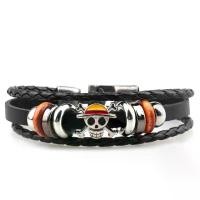 ราคา สร้อยข้อมือโจรสลัด สำหรับผู้ชายและผู้หญิง สไตล์พังก์ ทำจากหนังสีดำ สร้อยข้อมือถัก กำไล สไตล์อนิเมะ (1731742717852157107)