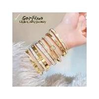 ราคา ชุดสร้อยข้อมือทองสแตนเลส ข้ามพรมแดน ฝังเพชร สร้อยข้อมือเล็บ กำไลทอง ทำจากเหล็กไททาเนียม (1731827271744390501)