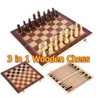 ราคา [COD] [Tiktok]New Design 3 in 1 Wooden Chess Backgammon Checkers Travel Games Chess Set Board Draughts Entertainment Christmas Gift เตรียมจัดส่งจัดส่งจากร้าน MainRich ในกรุงเทพ (1731937446445483415)