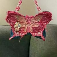 ราคา กระเป๋ายีนพู่ผีเสื้อ มาใหม่ สายโซ่อะคริลิค กระเป๋าสะพายใต้วงแขนและกระเป๋าสี่เหลี่ยมเล็ก สไตล์ลำลอง และน้ำหนักเบา กระเป๋าบาแกตต์ สำหรับผู้หญิง shoulder bag chanel vintage bottega veneta (17314224968818